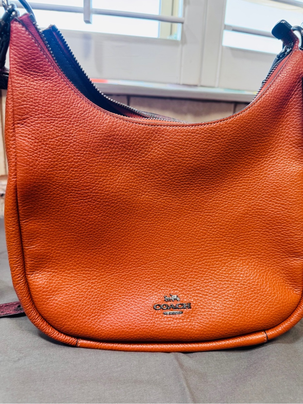 Coach Orange Pebbled Leather Shoulder Hobo